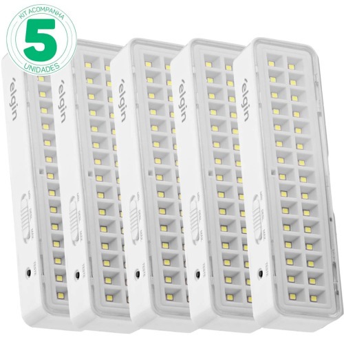 Kit 5 Luminrias de emergncia 30 Leds branca  110V/220V