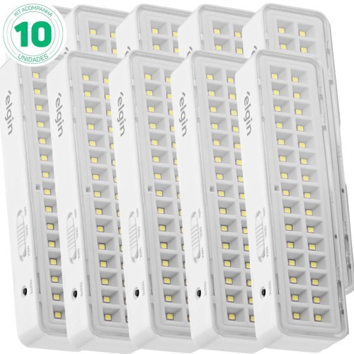 Kit 10 Luminrias de emergncia 30 Leds branca  110V/220V