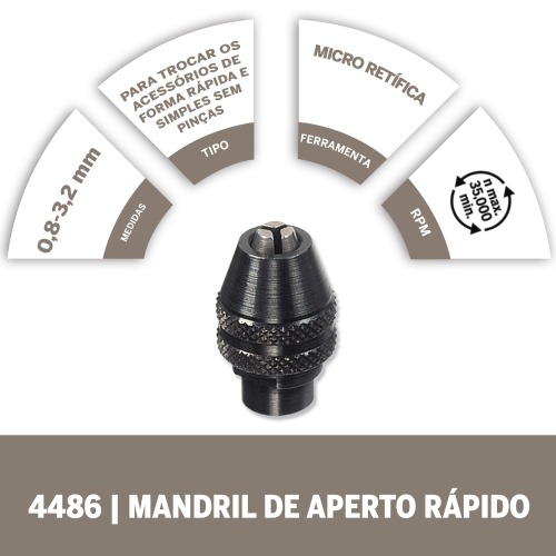 Mandril de aperto r�pido 0,8 a 3,2 mm para Micro Ret�fica 4486 - 06112661E0