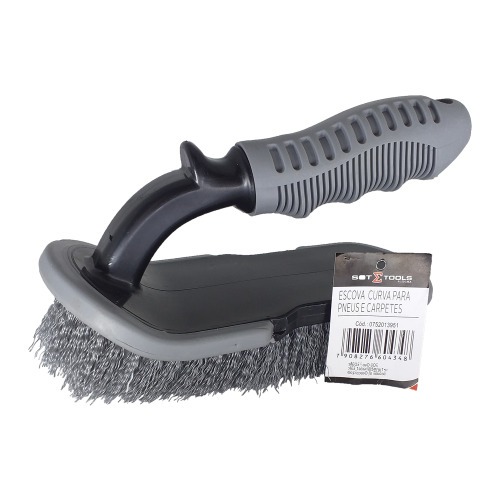 Escova curva para pneus e carpetes manual
