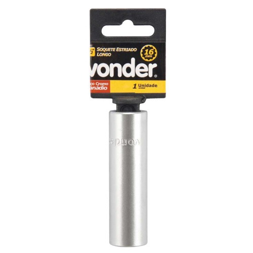 Soquete estriado longo 16 mm encaixe 1/2 Soquete estriado longo 16 mm encaixe 1/2