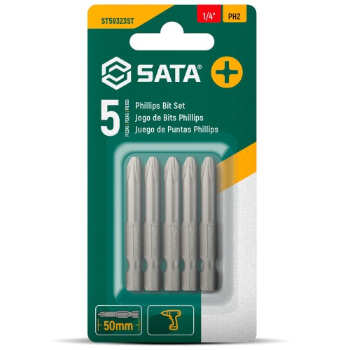 Jogo de bits philips Ph2 x 50mm encaixe 1/4