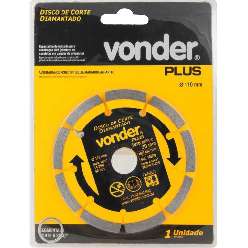 Disco diamantado segmentado 110 mm para alvenaria e concreto