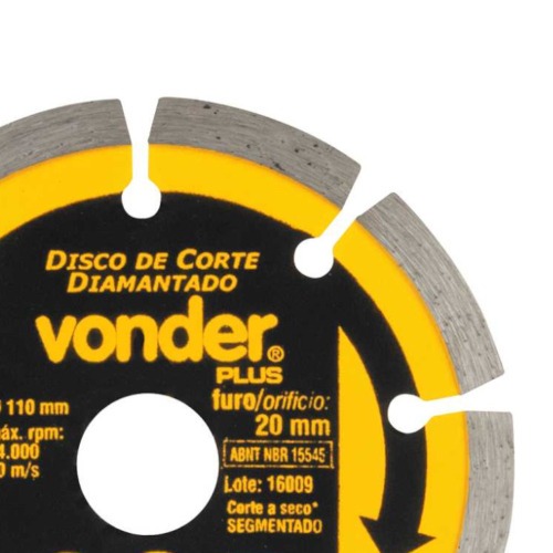 Disco diamantado segmentado 110 mm para alvenaria e concreto