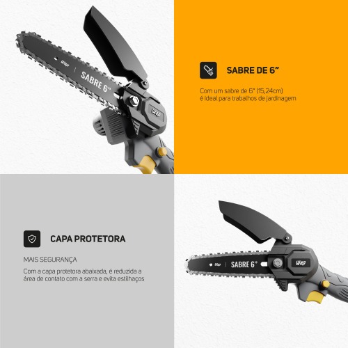 Motosserra a bateria 21V sabre de 6 Motosserra a bateria 21V sabre de 6