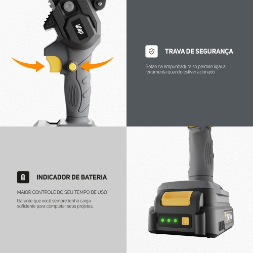 Motosserra a bateria 21V sabre de 6 Motosserra a bateria 21V sabre de 6