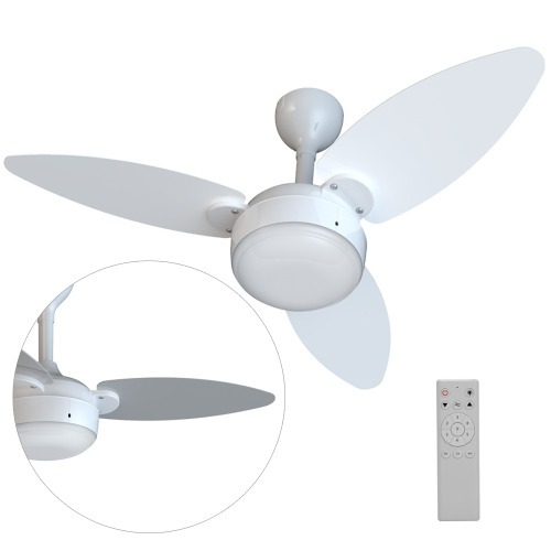 Ventilador de teto 3 pás Inverter dupla face branco/cinza com controle remoto - Elluz  110V/220V Ventilador de teto 3 pás Inverter dupla face branco/cinza com controle remoto - Elluz  110V/220V
