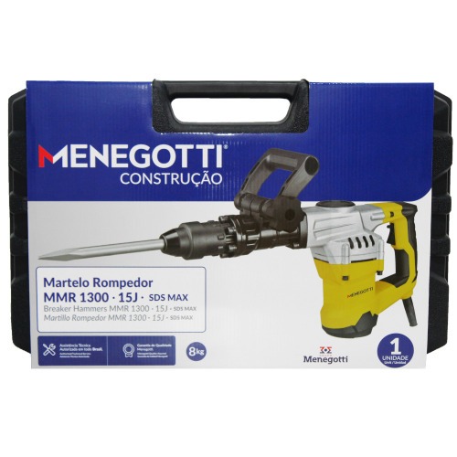 Martelo Rompedor 1300W 15 joules 8 kg Sds Max com acessórios - MMR1300 220V Martelo Rompedor 1300W 15 joules 8 kg Sds Max com acessórios - MMR1300 220V
