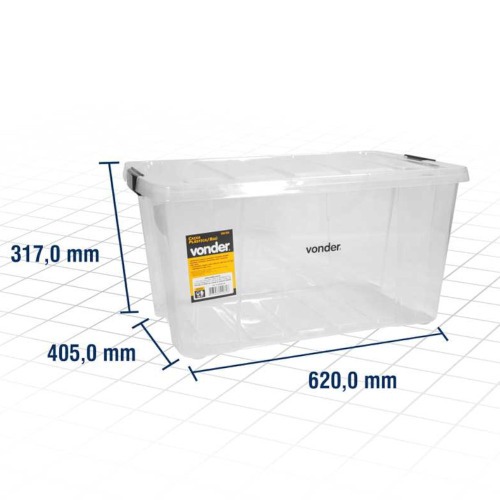 Caixa plstica transparente 62 x 40,5 x 31,7 cm - CBV 028