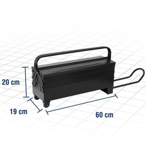 Caixa para ferramentas com roda 5 gavetas 60 x 19 x 20 cm