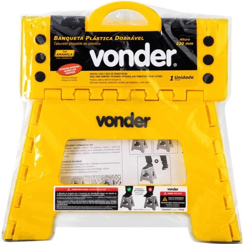 Banqueta plástica dobrável amarela altura 220 mm Banqueta plástica dobrável amarela altura 220 mm