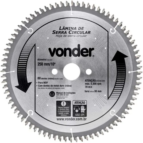 Disco de serra para madeira 250 x 30 mm 80 dentes