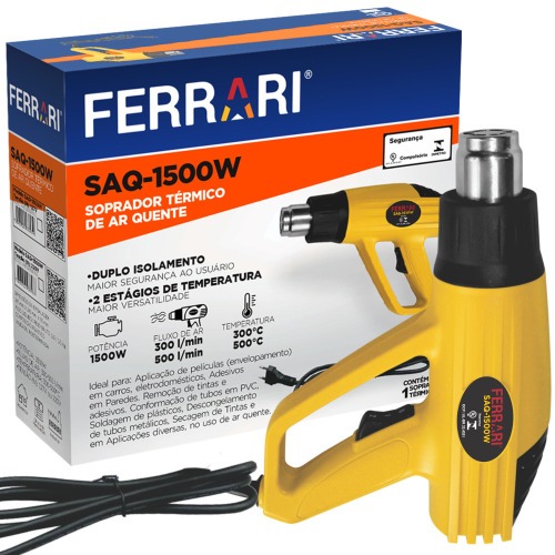 Soprador térmico 1500W 300 a 500 °C 2 estágios - SAQ  220V Soprador térmico 1500W 300 a 500 °C 2 estágios - SAQ  220V