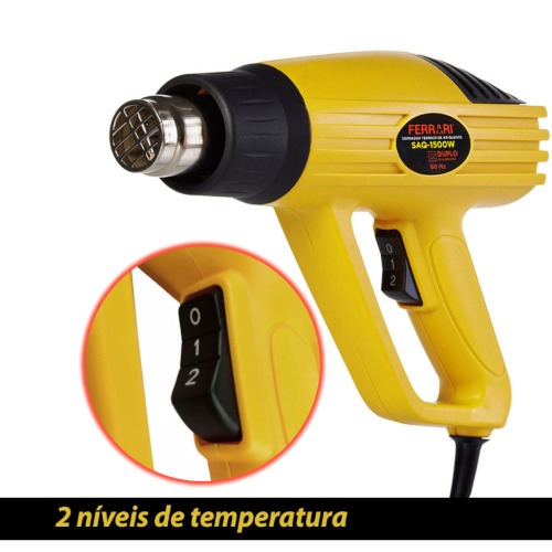 Soprador térmico 1500W 300 a 500 °C 2 estágios - SAQ  220V Soprador térmico 1500W 300 a 500 °C 2 estágios - SAQ  220V