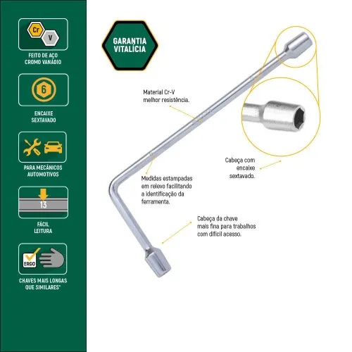 Chave biela sextavada 12 mm aço cromo vanádio - ST47515L