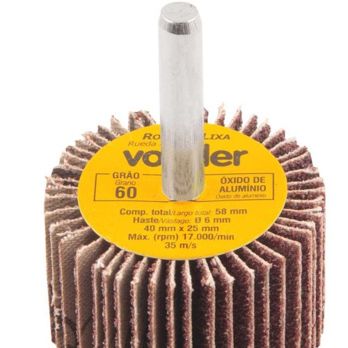 Roda de lixa 40 x 25 mm com haste gro 60 