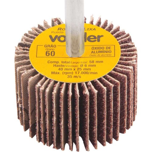 Roda de lixa 40 x 25 mm com haste gro 60 
