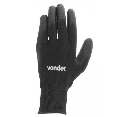 Luva de polister com poliuretano preta tamanho 10 - PPV 1010