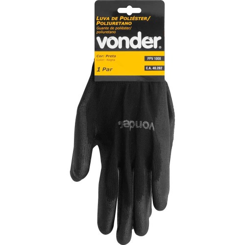 Luva de poliéster preta com poliuretano tamanho 8 - PPV 1008 Luva de poliéster preta com poliuretano tamanho 8 - PPV 1008