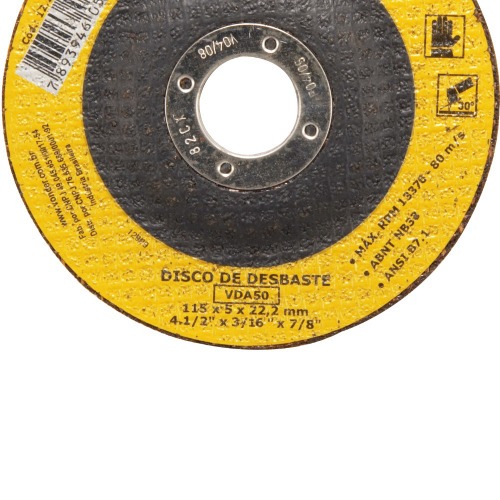 Disco de desbaste para metal 115 x 5,0 x 22,23 mm - VDA-50 Disco de desbaste para metal 115 x 5,0 x 22,23 mm - VDA-50