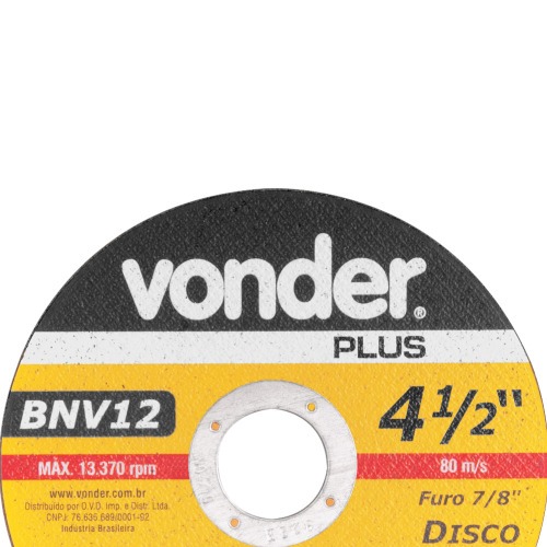 Disco de corte para metal e inox 115 x 1,0 x 22,23 mm - BNV12 Disco de corte para metal e inox 115 x 1,0 x 22,23 mm - BNV12