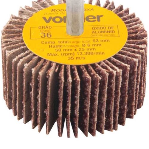 Roda de lixa 50 x 25 mm com haste gro 36 