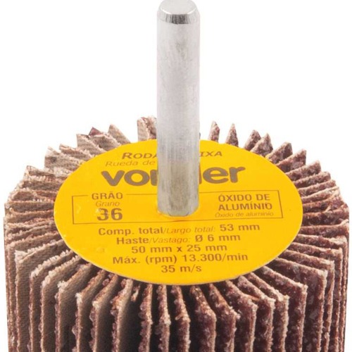 Roda de lixa 50 x 25 mm com haste gro 36 