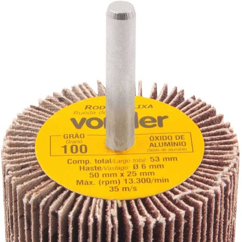 Roda de lixa 50 x 25 mm com haste gro 100 