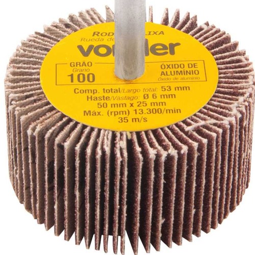 Roda de lixa 50 x 25 mm com haste gro 100 
