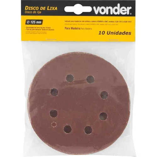 Disco de lixa com costado em pluma 125 mm com 10 peças