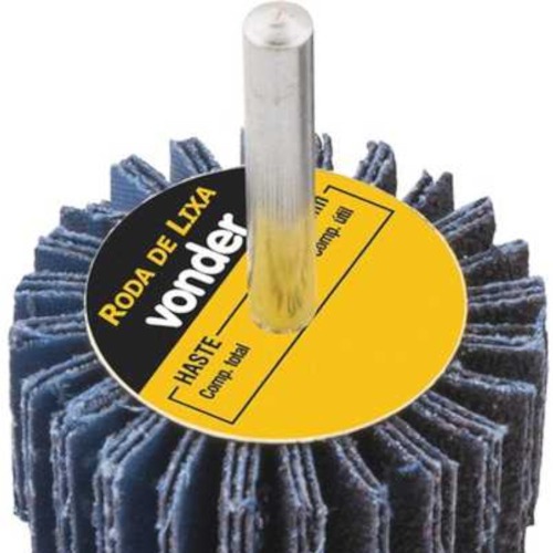 Roda de lixa 60 mm x 20 mm com haste grão 50 Roda de lixa 60 mm x 20 mm com haste grão 50
