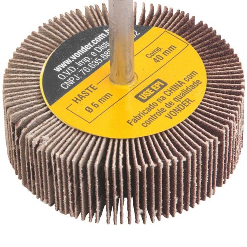 Roda de lixa 60 mm x 20 mm com haste grão 120 Roda de lixa 60 mm x 20 mm com haste grão 120