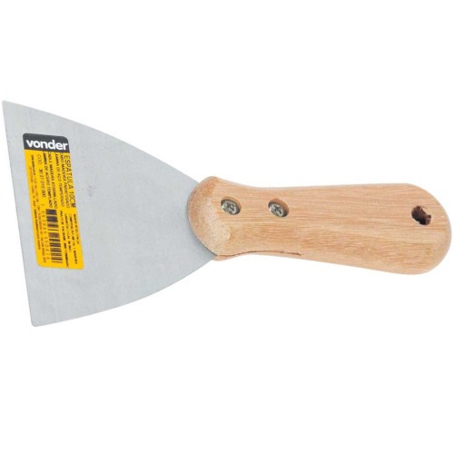 Esptula lisa 10 cm cabo de madeira parafusado