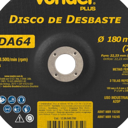 Disco de desbaste 180 x 6,4 x 22,23 mm Disco de desbaste 180 x 6,4 x 22,23 mm