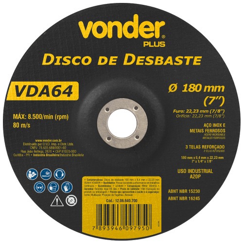 Disco de desbaste 180 x 6,4 x 22,23 mm Disco de desbaste 180 x 6,4 x 22,23 mm