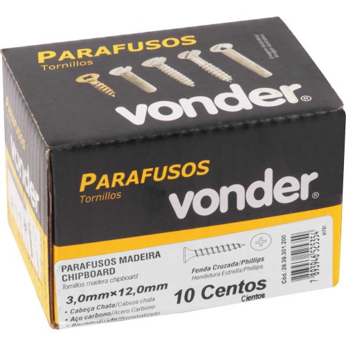 Parafuso madeira chipboard 3,0 x 12 mm 1000 pe�as