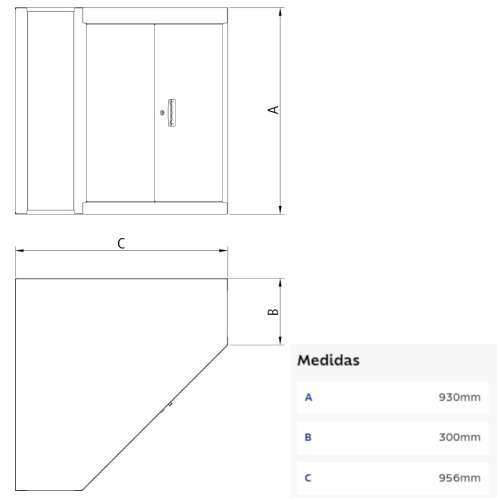 Painel para ferramentas com 2 pontas canto em L Painel para ferramentas com 2 pontas canto em L