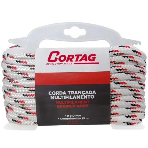 Corda multifilamento trançada 8 mm x 16 m com suporte plástico - 61634