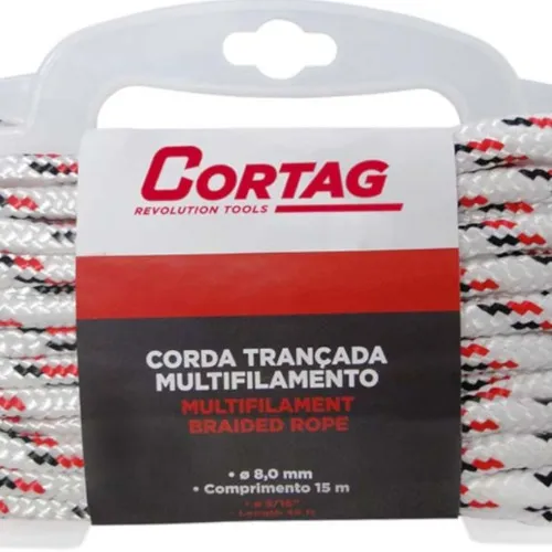 Corda multifilamento trançada 8 mm x 16 m com suporte plástico - 61634