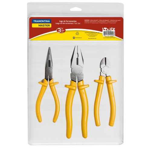 Jogo de alicates Universal Corte e Bico meia cana 3 peças - 43409/107 Jogo de alicates Universal Corte e Bico meia cana 3 peças - 43409/107