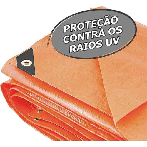Lona reforçada de polietileno laranja 8 m x 5 m