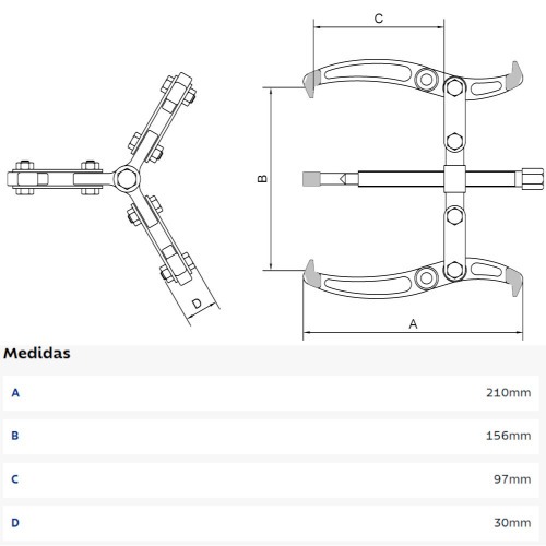 Sacador de polias 3 garras articuladas 6