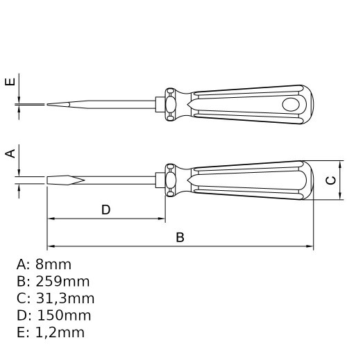 Chave de fenda 5/16 x 6