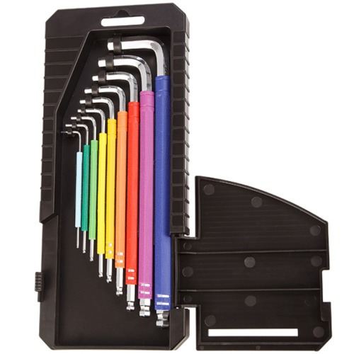 Jogo de chave allen abaulada longa 1,5 a 10 mm 9 peças colorida com estojo  - 08027 Jogo de chave allen abaulada longa 1,5 a 10 mm 9 peças colorida com estojo  - 08027