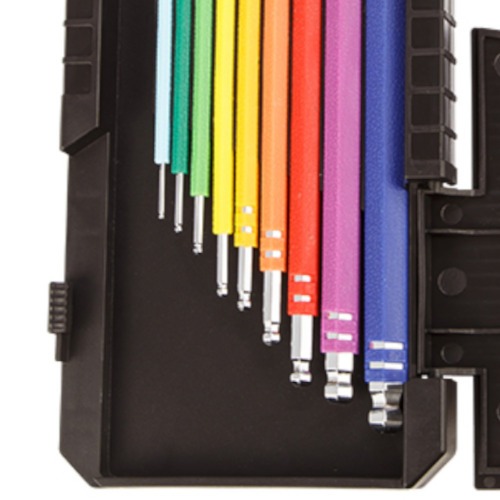Jogo de chave allen abaulada longa 1,5 a 10 mm 9 peças colorida com estojo  - 08027 Jogo de chave allen abaulada longa 1,5 a 10 mm 9 peças colorida com estojo  - 08027