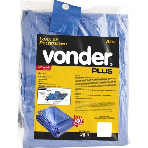 Lona reforçada de polietileno azul 4 m x 4 m