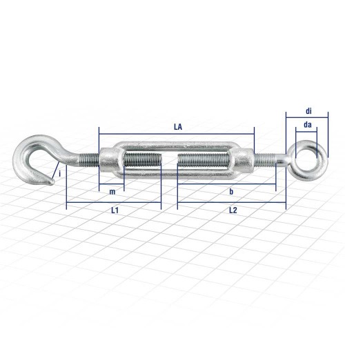 Esticador gancho com olhal para cabo de aço 3/4 Esticador gancho com olhal para cabo de aço 3/4