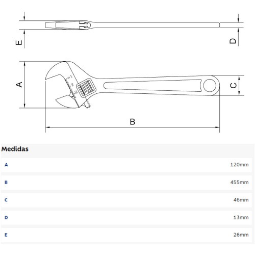 Chave ajustável 18 Chave ajustável 18