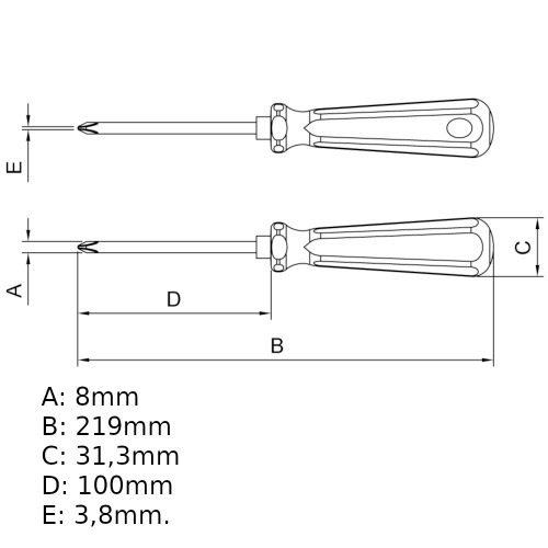 Chave phillips 5/16 x 4
