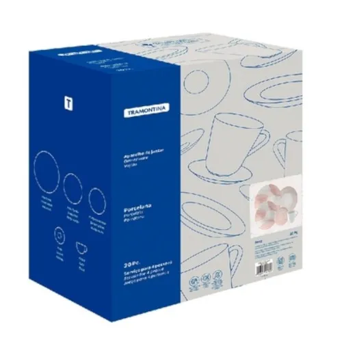 Aparelho de jantar em porcelana decorada 20 peças - Rose